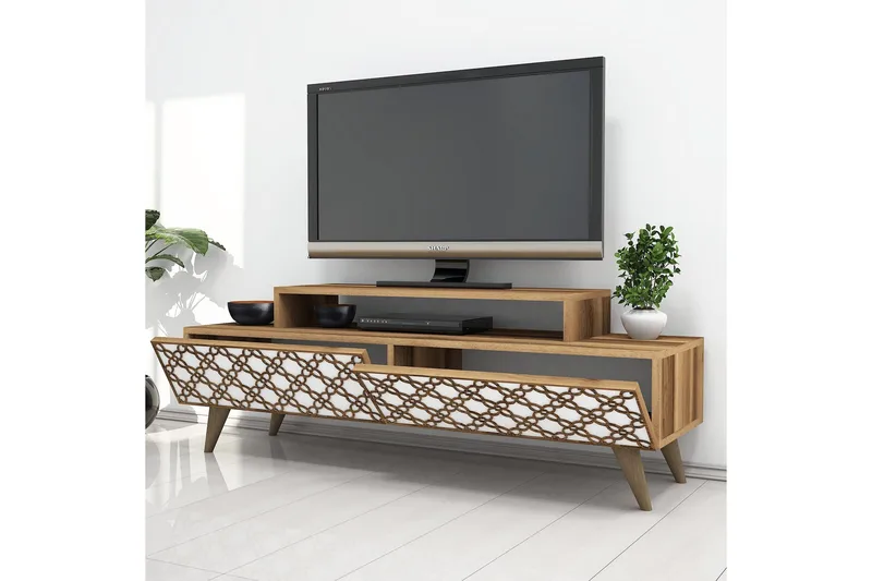 Hovdane TV-Benk 140 cm - Brun/Hvit - Møbler - Mediamøbel & tv møbel - TV-benk & mediabenk