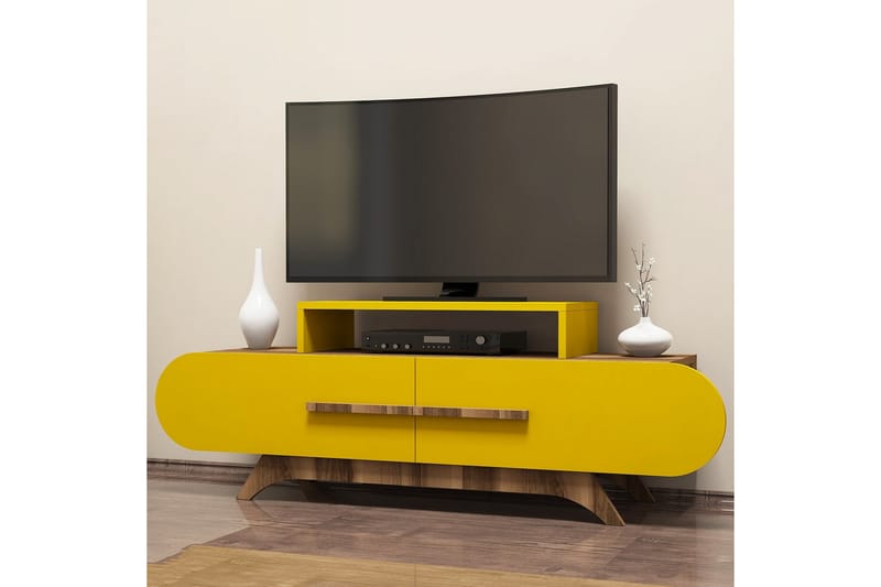 Hovdane TV-Benk 145 cm - Brun/Gul - Møbler - Mediamøbel & tv møbel - TV-benk & mediabenk