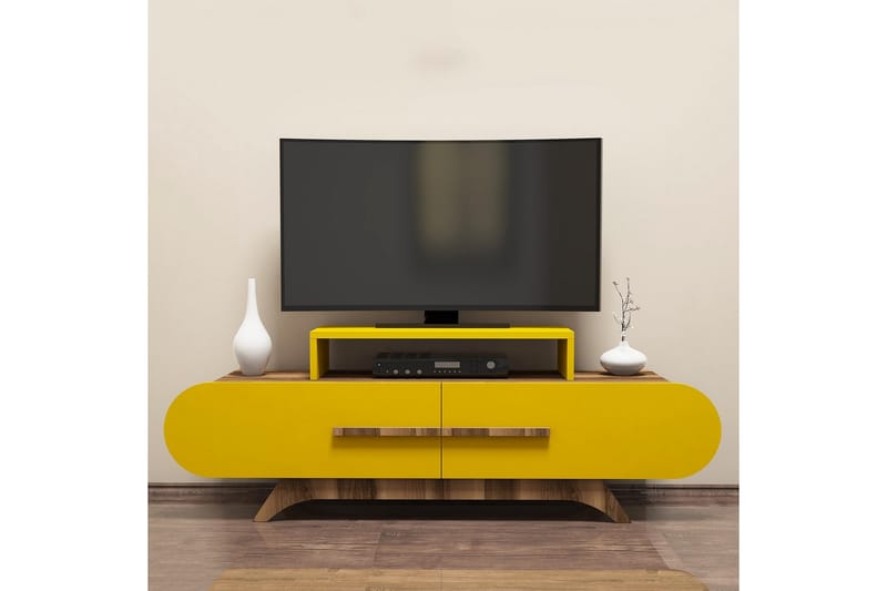 Hovdane TV-Benk 145 cm - Brun/Gul - Møbler - Mediamøbel & tv møbel - TV-benk & mediabenk