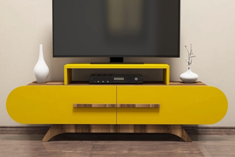 Hovdane TV-Benk 145 cm - Brun/Gul - Møbler - Mediamøbel & tv møbel - TV-benk & mediabenk