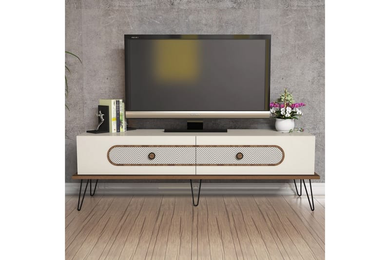 Hovdane TV-benk 145 cm - Brun/Hvit - Møbler - Mediamøbel & tv møbel - TV-benk & mediabenk
