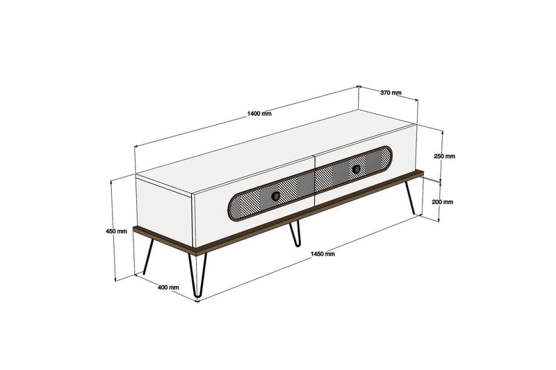 Hovdane TV-Benk 145 cm - Hvit - Møbler - Mediamøbel & tv møbel - TV-benk & mediabenk