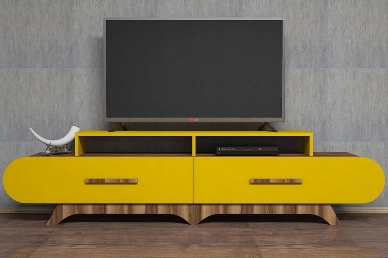 Hovdane TV-Benk 205 cm - Brun/Gul - Møbler - Mediamøbel & tv møbel - TV-benk & mediabenk