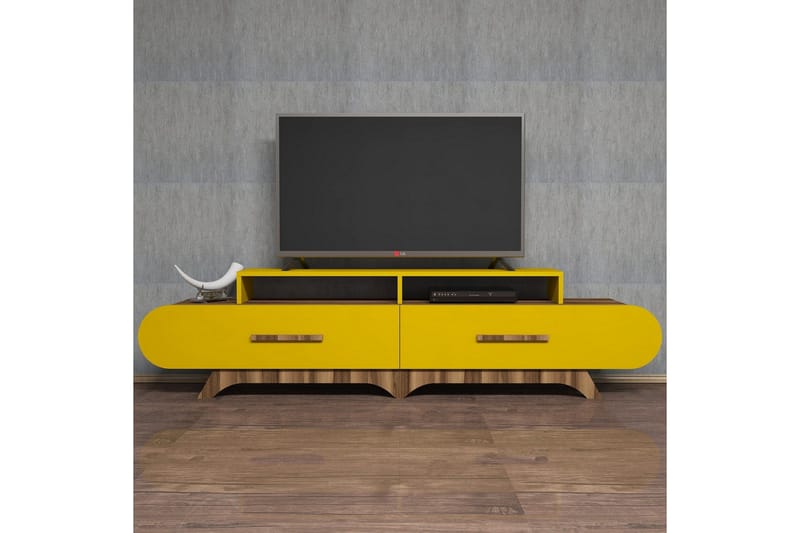 Hovdane TV-Benk 205 cm - Brun/Gul - Møbler - Mediamøbel & tv møbel - TV-benk & mediabenk
