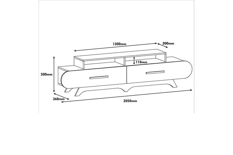 Hovdane TV-Benk 205 cm - Brun/Gul - Møbler - Mediamøbel & tv møbel - TV-benk & mediabenk