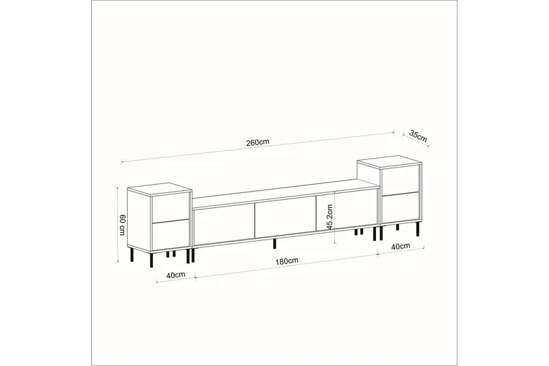 Imaj TV-benk 260 cm - Gull/Svart/Hvit - Møbler - Mediamøbel & tv møbel - TV-benk & mediabenk