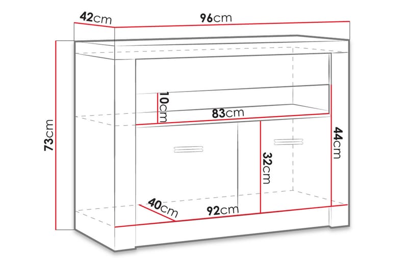 Indianapolis TV-benk 96x42x73 cm - Hvit - TV-benk & mediabenk