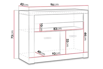 Indianapolis TV-benk 96x42x73 cm - Hvit - Møbler - Mediamøbel & tv møbel - TV-benk & mediabenk