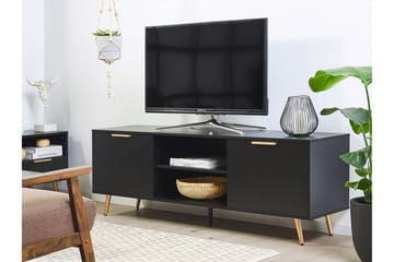 Indio Gulvstående TV-benk 166 cm med Oppbevaring i Tre med Metallben - Svart - Møbler - Mediamøbel & tv møbel - TV-benk & mediabenk