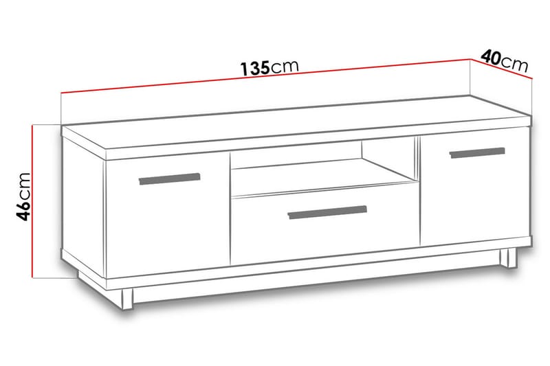 Ines TV-Benk 40x135 cm - Eik/Svart - Møbler - Mediamøbel & tv møbel - TV-benk & mediabenk