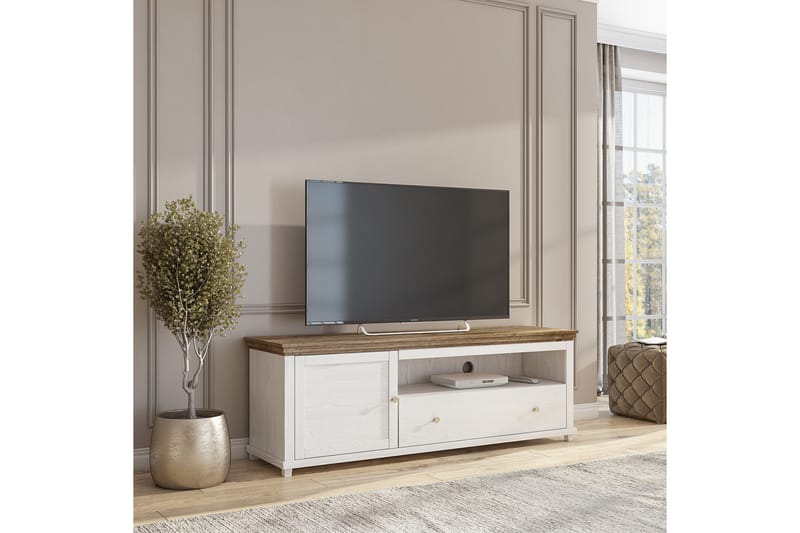 Ivreri TV-benk 181 cm - Hvit/Natur - Møbler - Mediamøbel & tv møbel - TV-benk & mediabenk