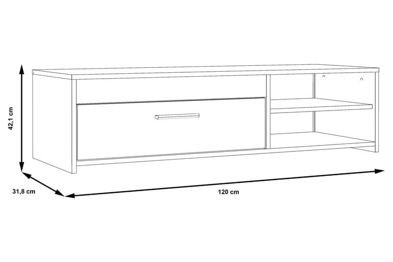 Iztaza TV-benk 120 cm - Betonggrå/Hvit - Møbler - Mediamøbel & tv møbel - TV-benk & mediabenk