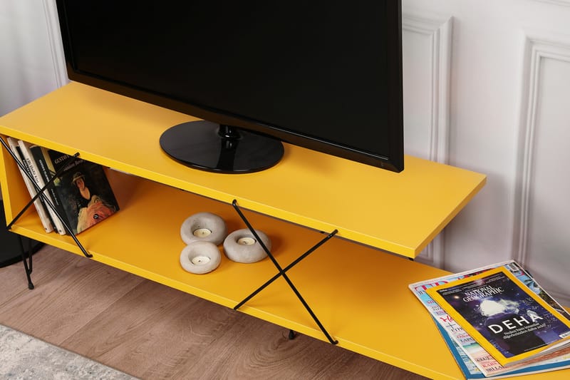 Jaennis Tv-benk 120 cm - Gul - Møbler - Mediamøbel & tv møbel - TV-benk & mediabenk