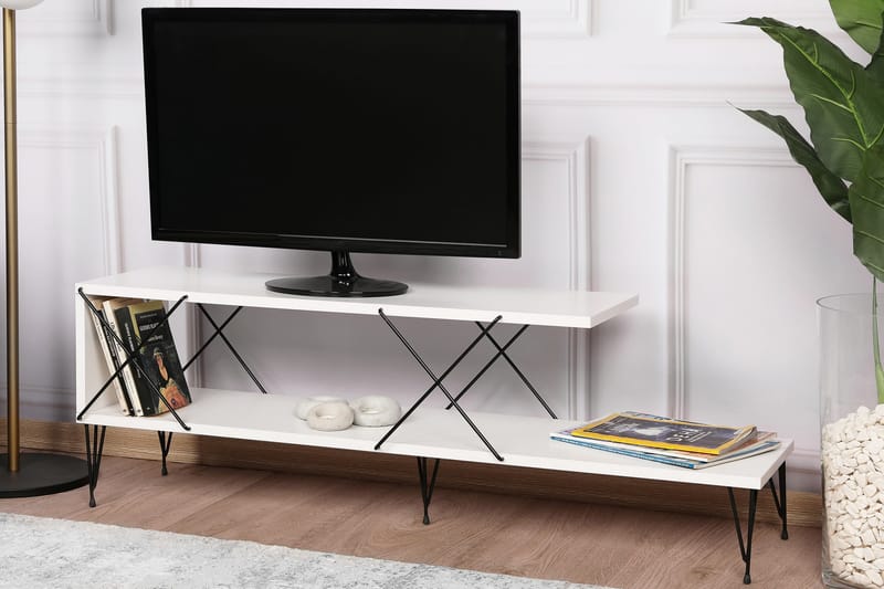Jaennis Tv-benk 120 cm - Hvit - Møbler - Mediamøbel & tv møbel - TV-benk & mediabenk