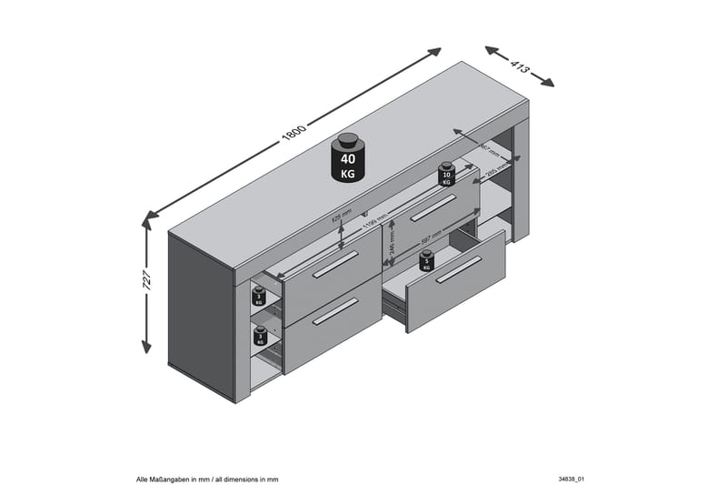 Jernae TV-Benk 180 cm - Brun - Møbler - Mediamøbel & tv møbel - TV-benk & mediabenk