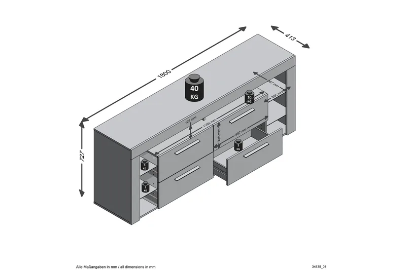 Jernae TV-Benk 180 cm - Hvit - Møbler - Mediamøbel & tv møbel - TV-benk & mediabenk
