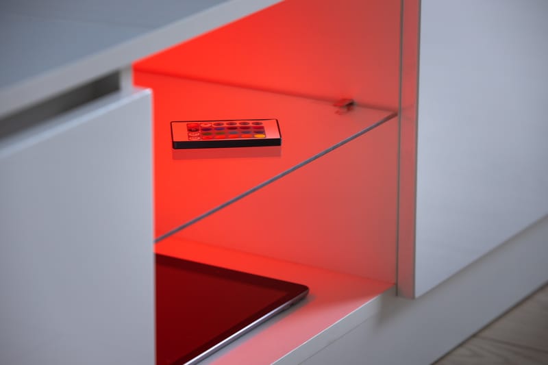 Jugansbo TV-Benk 120 cm med LED-Belysning - Hvit - Møbler - Mediamøbel & tv møbel - TV-benk & mediabenk