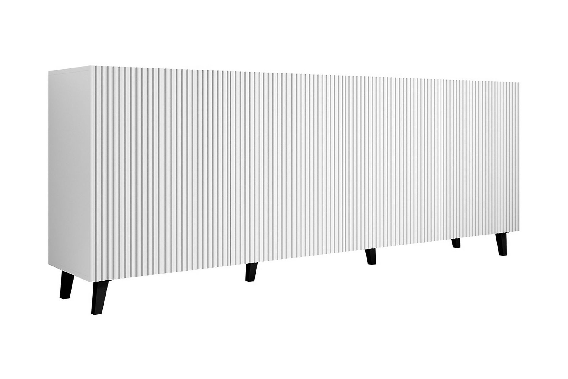 Juniskär Skjenk med oppbevaring 40x82x200 cm - Hvit / Svart / Tre / Ribbet