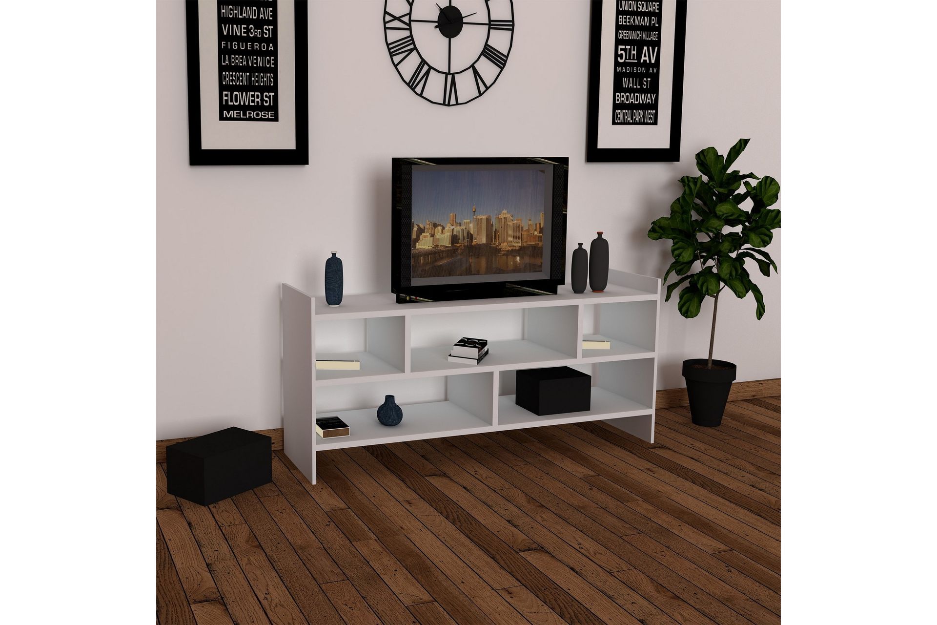 Jysaiah TV-Benk 120 cm - Hvit - Møbler - Mediamøbel & tv møbel - TV-benk & mediabenk