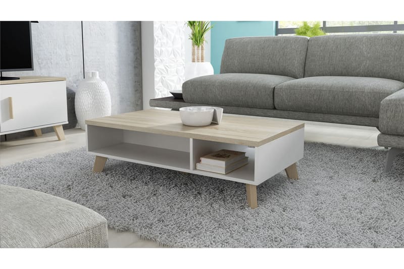 Kardos TV-benk 110 cm - Hvit/Eik - Møbler - Mediamøbel & tv møbel - TV-benk & mediabenk