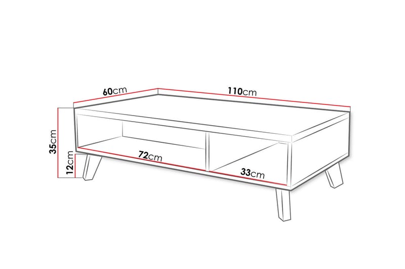 Kardos TV-benk 110 cm - Hvit/Eik - TV-benk & mediabenk