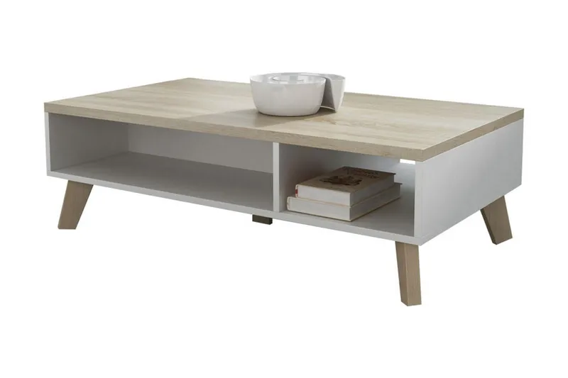 Kardos TV-benk 110 cm, Hvit/Eik