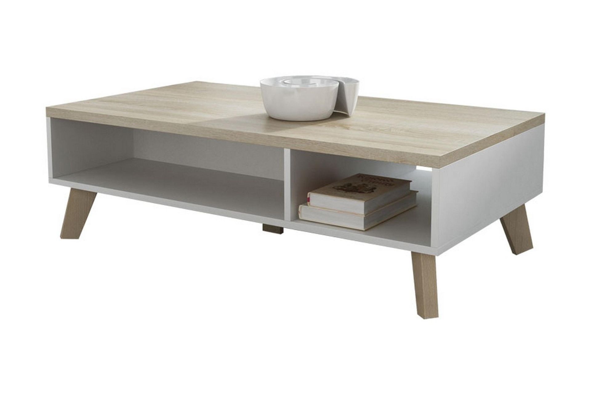 Kardos TV-benk 110 cm - Hvit/Eik