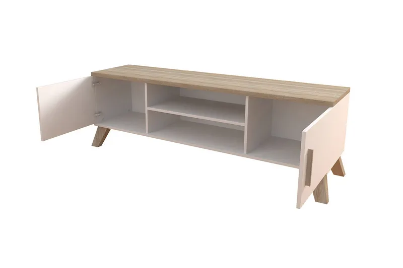 Kardos TV-benk 160 cm - Hvit/Eik - Møbler - Mediamøbel & tv møbel - TV-benk & mediabenk