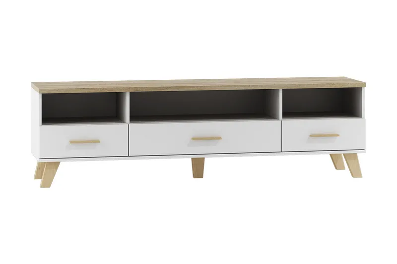 Kardos TV-benk 180 cm, Hvit/Eik