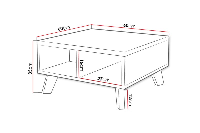 Kardos TV-benk 60 cm - Hvit/Eik - TV-benk & mediabenk