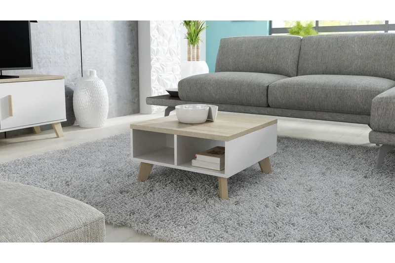 Kardos TV-benk 60 cm - Hvit/Eik - Møbler - Mediamøbel & tv møbel - TV-benk & mediabenk