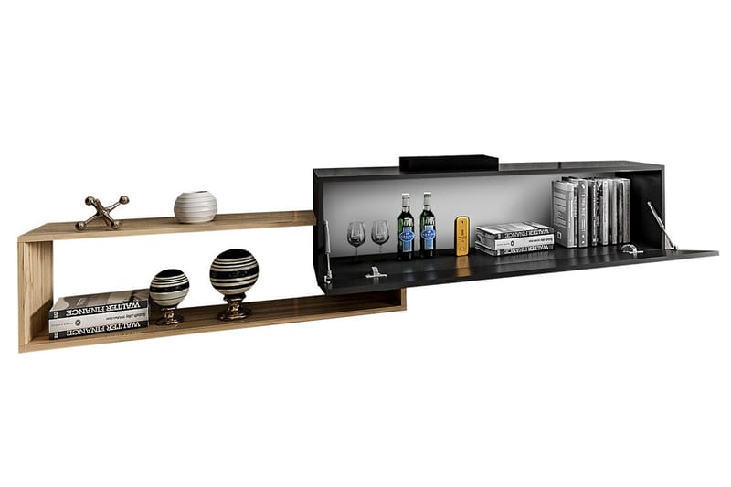 Karmas TV-benk 210 cm - Tre/Natur/Svart - Møbler - Mediamøbel & tv møbel - TV-benk & mediabenk