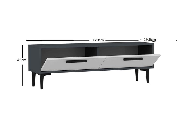 Kasteel TV-benk 120 cm - Antrasitt/Hvit - Møbler - Mediamøbel & tv møbel - TV-benk & mediabenk