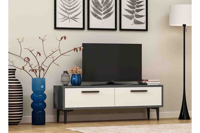 Kasteel TV-benk 120 cm - Antrasitt/Hvit - TV-benk & mediabenk
