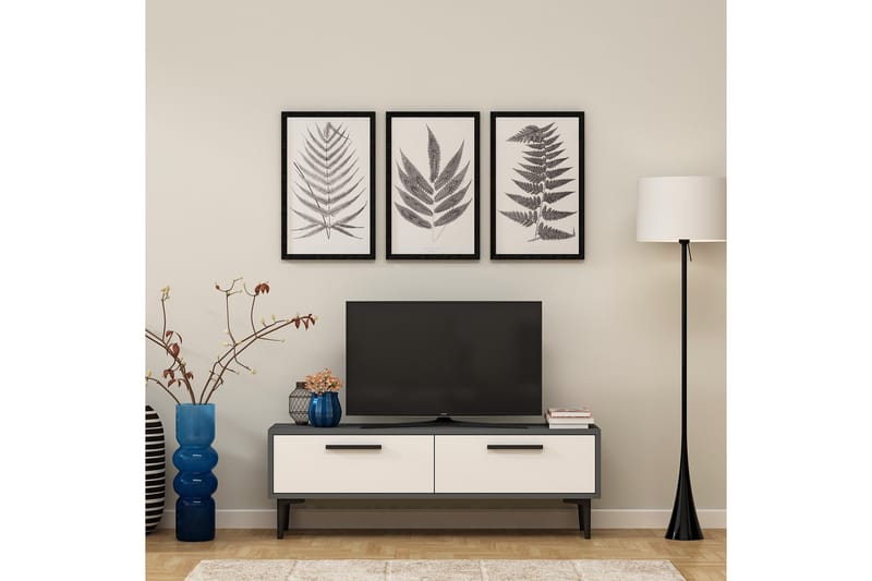 Kasteel TV-benk 120 cm - Antrasitt/Hvit - Møbler - Mediamøbel & tv møbel - TV-benk & mediabenk