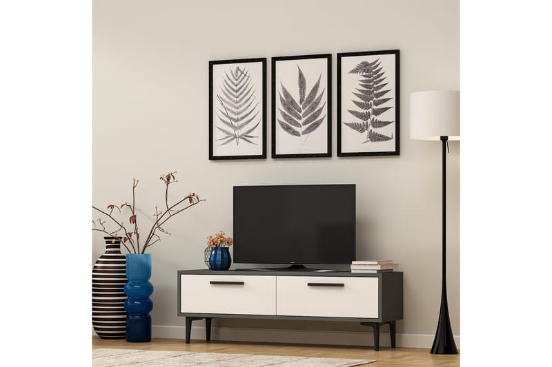 Kasteel TV-benk 120 cm - Antrasitt/Hvit - Møbler - Mediamøbel & tv møbel - TV-benk & mediabenk