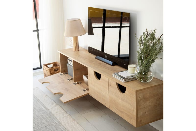 Khalidur TV-benk 180 cm - Eik - Møbler - Mediamøbel & tv møbel - TV-benk & mediabenk