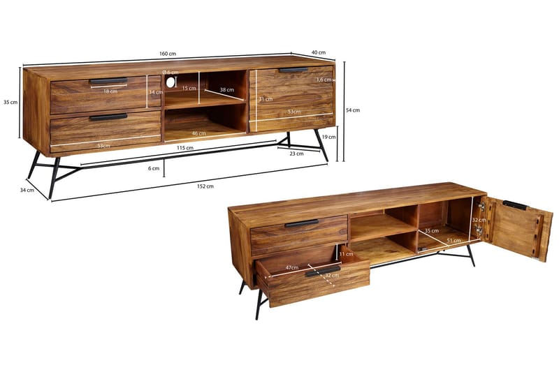 Kimbal TV-Benk 160 cm - Brun - Møbler - Mediamøbel & tv møbel - TV-benk & mediabenk