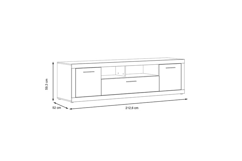 Kranea Tv-benk 213 cm - Grå/Hvit - Møbler - Mediamøbel & tv møbel - TV-benk & mediabenk