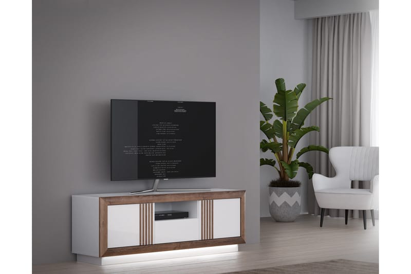 Kulatas Tv-benk 163 cm - Hvit/Brun - TV-benk & mediabenk