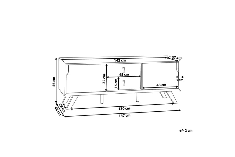 Laiya TV-Benk 147 cm - Hvit - TV-benk & mediabenk