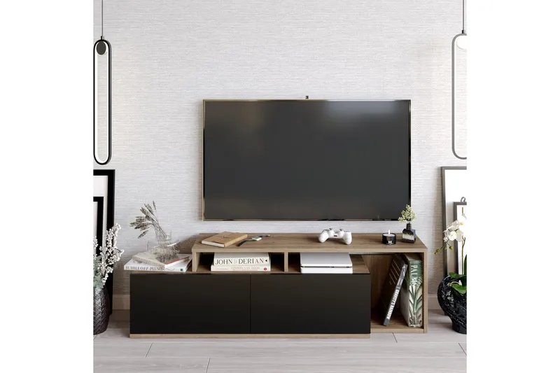 Lameyze TV-benk 150 cm - Mørkebrun/Svart - Møbler - Mediamøbel & tv møbel - TV-benk & mediabenk