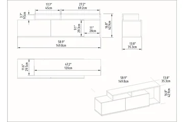 Lameyze Tv-benk 150 cm - Natur/Hvit - Møbler - Mediamøbel & tv møbel - TV-benk & mediabenk