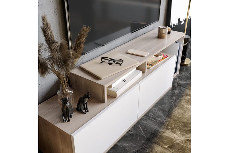Lameyze Tv-benk 150 cm - Natur/Hvit - Møbler - Mediamøbel & tv møbel - TV-benk & mediabenk