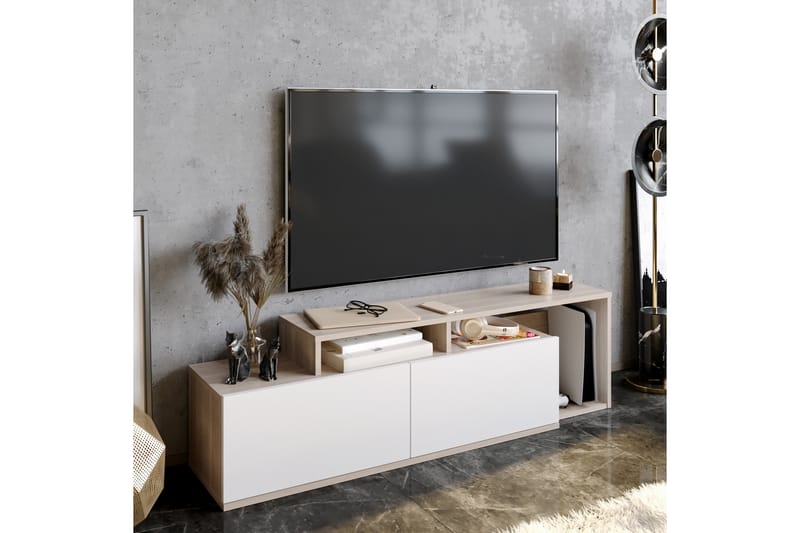 Lameyze Tv-benk 150 cm - Natur/Hvit - Møbler - Mediamøbel & tv møbel - TV-benk & mediabenk