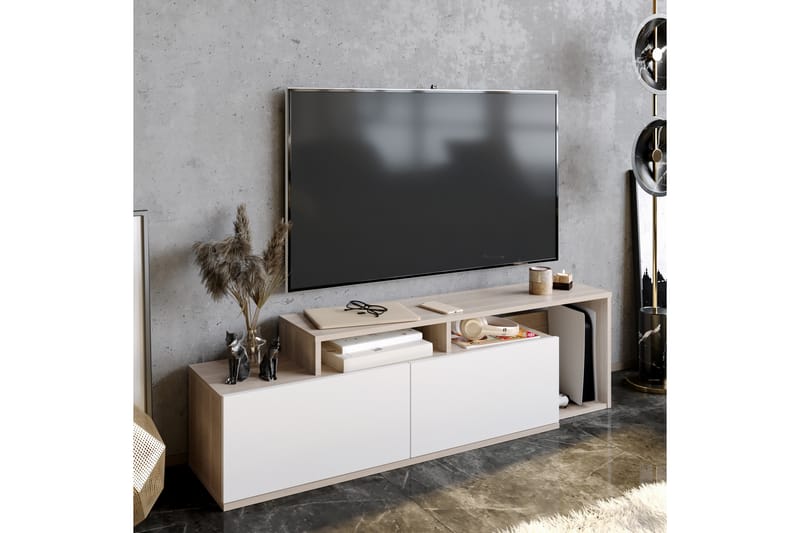 Lameyze Tv-benk 150 cm - Natur/Hvit - TV-benk & mediabenk