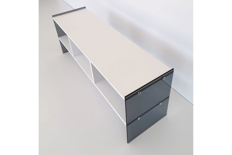 Lekkenne TV-benk 122 cm - Hvit/Grå - Møbler - Mediamøbel & tv møbel - TV-benk & mediabenk