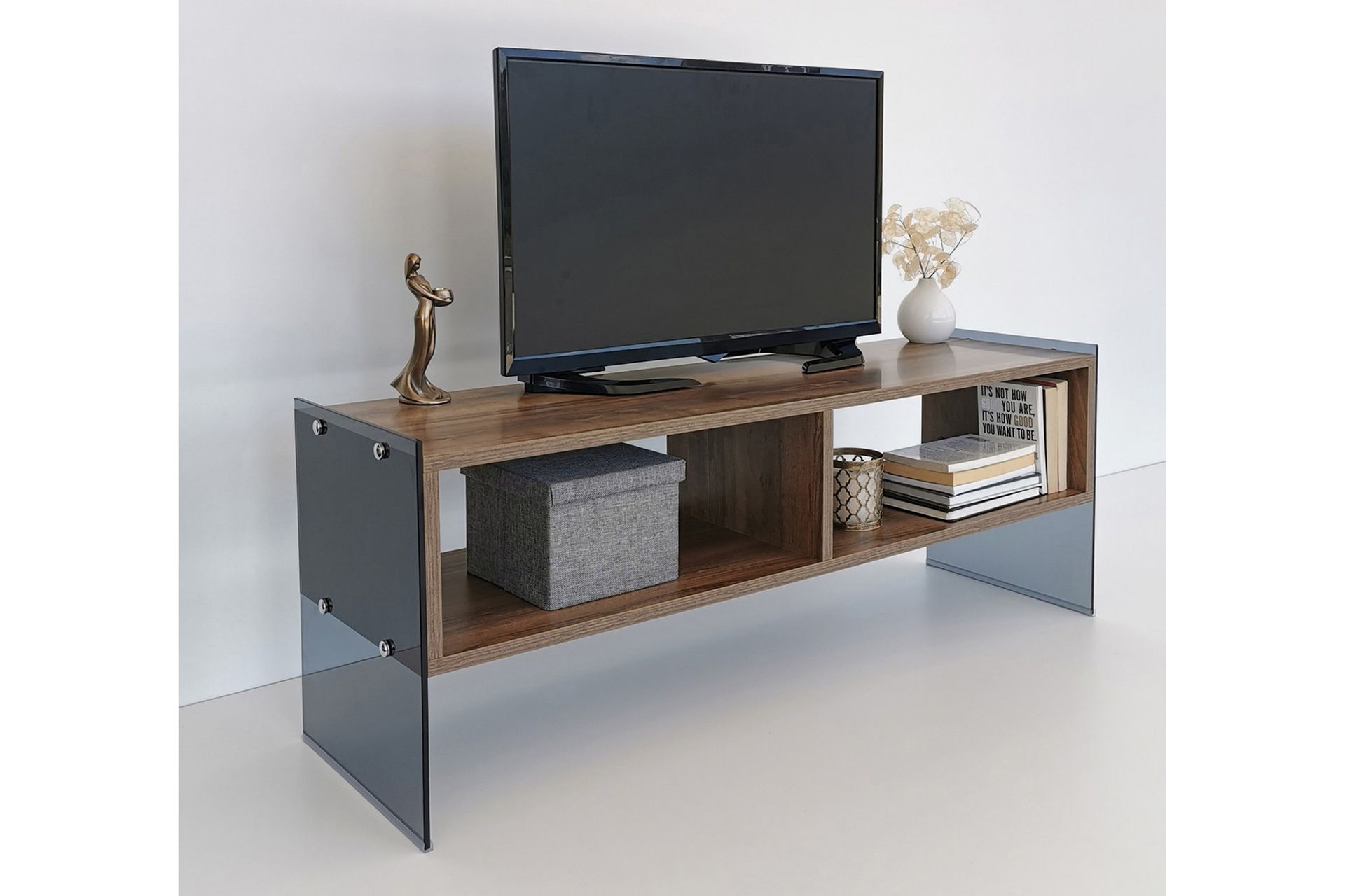 Lekkenne TV-benk 122 cm - Mørkebrun - Møbler - Mediamøbel & tv møbel - TV-benk & mediabenk