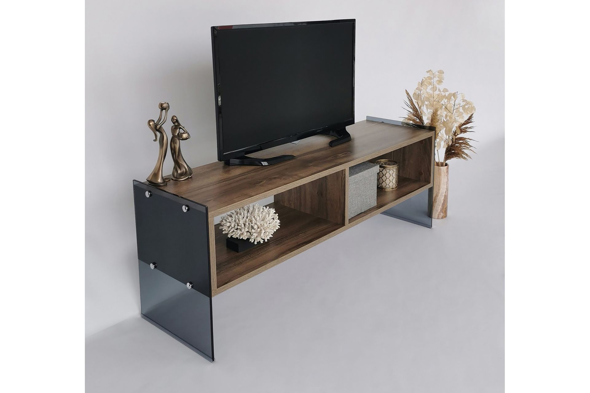 Lekkenne TV-benk 122 cm - Mørkebrun - Møbler - Mediamøbel & tv møbel - TV-benk & mediabenk