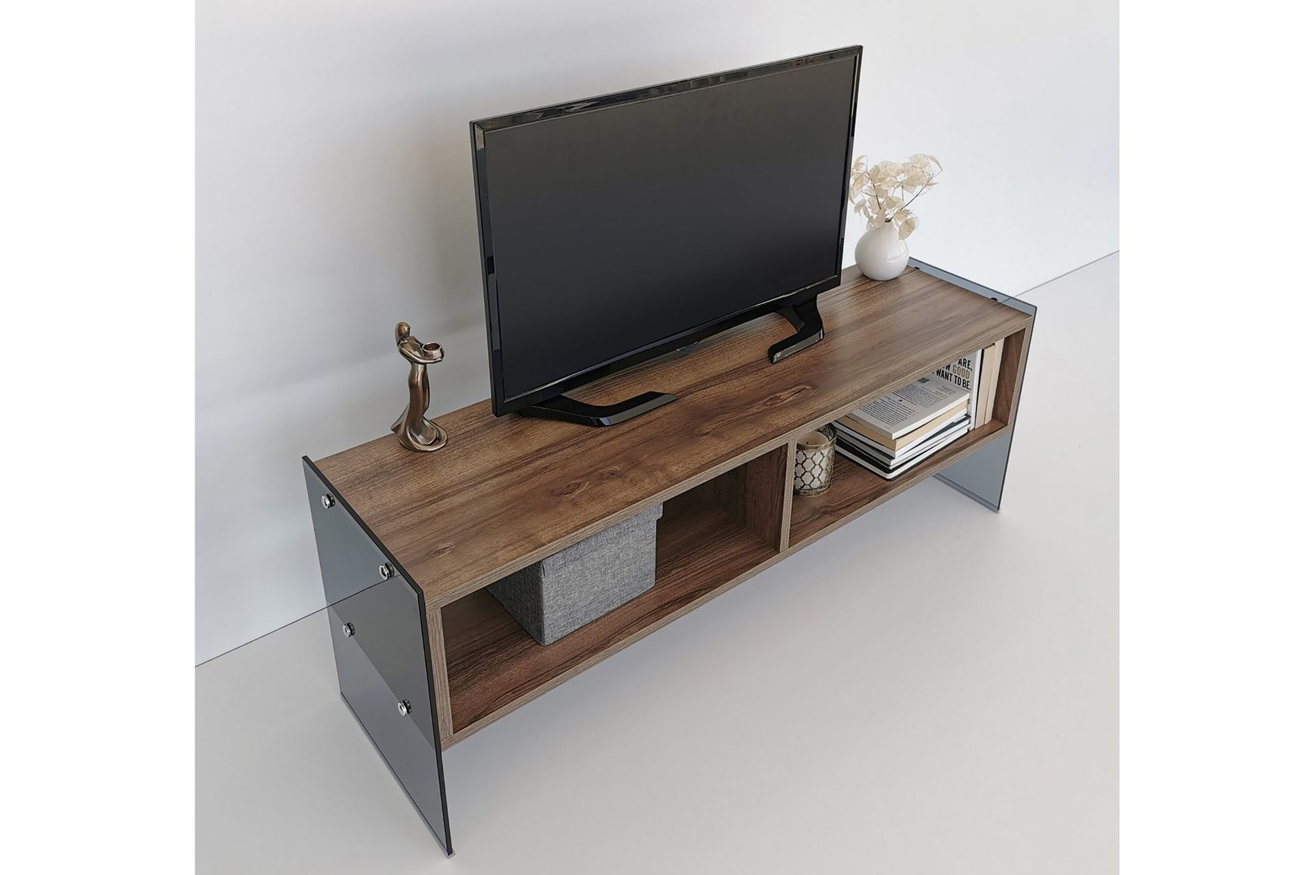 Lekkenne TV-benk 122 cm - Mørkebrun - Møbler - Mediamøbel & tv møbel - TV-benk & mediabenk